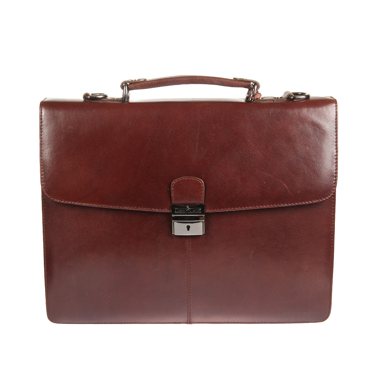 Портфель Gianni Conti муж., цвет: коричневый. 701831 brown701831 brown Портфель Gianni Conti муж., цвет: коричневый. 701831 brown701831 brownзакрывается на классический замок (с ключом) внутри один отдел, в котором карман на молнии два продольных кармана для документов два держателя для авторучек три кармашка для пластиковых карт карман для мобильного телефона кармашек для мелких предметов снаружи на задней стенке карман на молнии оснащен съемным регулируемым плечевым ремнем на карабинах