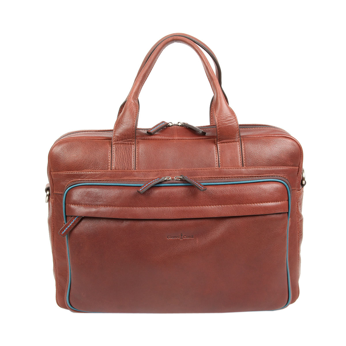 Сумка мужская Gianni Conti, цвет: коричневый. 17512761751276 brown teal Сумка мужская Gianni Conti, цвет: коричневый. 17512761751276 brown tealСтильная мужская сумка Gianni Conti выполнена из натуральной кожи. Изделие имеет одно основное отделение, которое закрывается на застежку-молнию. Внутри имеются два открытых накладных кармана, держатель для авторучки, мягкий карман для ноутбука, который закрывается на хлястик с липучкой и прорезной карман на застежке-молнии. Снаружи, на передней стенке имеется накладной карман на застежке-молнии и прорезной карман на застежке-молнии. На задней стенке расположен дополнительный прорезной карман на застежке-молнии. Модель оснащена двумя удобными ручками. В комплект входит съемный текстильный плечевой ремень, который регулируется по длине. Основание защищено от повреждений металлическими ножками. Сумка упакована в фирменный чехол. Роскошная сумка внесет элегантные нотки в ваш образ и подчеркнет ваше отменное чувство стиля.