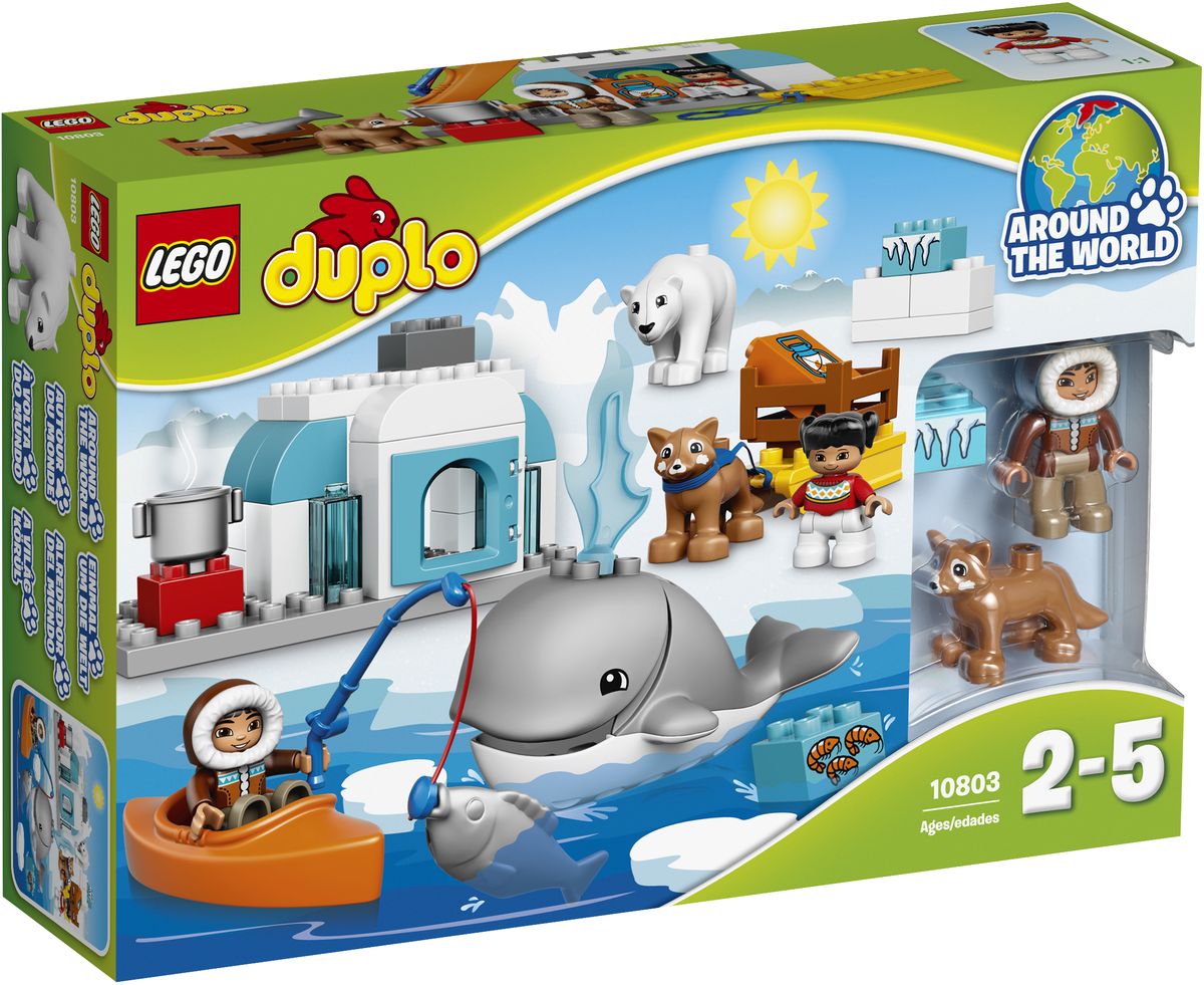 LEGO DUPLO Конструктор Вокруг света Арктика 1080310803 LEGO DUPLO Конструктор Вокруг света Арктика 1080310803Конструктор LEGO DUPLO Вокруг света: Арктика приведет в восторг любого ребенка, ведь все дети обожают знаменитые конструкторы LEGO. Конструктор содержит 40 пластиковых элементов. Маленькие любители животных оценят этот лёгкий в сборке набор. Собачья упряжка, байдарка и иглу обеспечат дух настоящего приключения в различных ролевых играх о жизни за Полярным кругом. Столько всего малышам предстоит узнать об этой среде обитания, животных и людях, которые там живут. В набор входят 2 фигурки: папа и ребёнок, а также кит, полярный медведь и собака хаски. С яркими цветными кубиками LEGO DUPLO, разработанными специально для начинающих строителей, так легко собрать свою историю. Все элементы набора выполнены из безопасного пластика и имеют увеличенные размеры, специально для маленьких детских пальчиков. Игры с конструкторами помогут ребенку развить воображение, внимательность, пространственное мышление и творческие способности. Такой конструктор надолго...