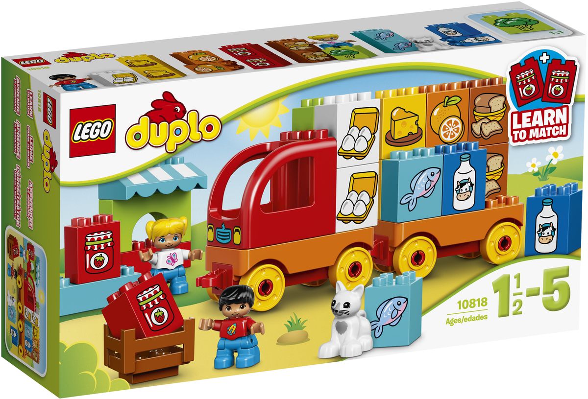 LEGO DUPLO Конструктор Мой первый грузовик 1081810818 LEGO DUPLO Конструктор Мой первый грузовик 1081810818Конструктор LEGO DUPLO Мой первый грузовик приведет в восторг любого ребенка, ведь все дети обожают знаменитые конструкторы LEGO. Конструктор содержит 29 пластиковых элементов. Грузовик легко построить, используя объёмные кубики LEGO DUPLO, специально разработанные так, чтобы радовать и быть безопасными для маленьких ручек. Набор включает 8 пар разноцветных кубиков, декорированных изображениями продуктов, идеально подходящими для составления пар или игр для развития памяти. Также в этом наборе вы найдете рыночный киоск, открывающий возможности для ролевых игр. В набор входит 2 фигурки детей LEGO DUPLO и кот. С яркими цветными кубиками LEGO DUPLO, разработанными специально для начинающих строителей, так легко собрать свою историю. Все элементы набора выполнены из безопасного пластика и имеют увеличенные размеры, специально для маленьких детских пальчиков. Игры с конструкторами помогут ребенку развить воображение, внимательность, пространственное...