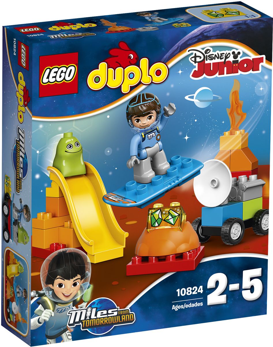 LEGO DUPLO Конструктор Космические приключения Майлза 1082410824 LEGO DUPLO Конструктор Космические приключения Майлза 1082410824Конструктор LEGO DUPLO Космические приключения Майлза приведет в восторг любого ребенка, ведь все дети обожают знаменитые конструкторы Lego. Конструктор содержит 23 пластиковых элемента. Маленьким астронавтам понравится персонаж Disney Майлз с Другой планеты. В открытом космосе тебя ждут неограниченные возможности для исследований и ролевых игр, а на горке можно повеселиться. Сборный вездеход и бластборд помогут юным исследователям каждый день придумывать собственные космические миссии с Майлзом! В набор входит фигурка LEGO DUPLO: Майлз и Блоджер Блоп. С яркими цветными кубиками LEGO DUPLO, разработанными специально для начинающих строителей, так легко собрать свою историю. Все элементы набора выполнены из безопасного пластика и имеют увеличенные размеры, специально для маленьких детских пальчиков. Игры с конструкторами помогут ребенку развить воображение, внимательность, пространственное мышление и творческие способности. Такой конструктор...
