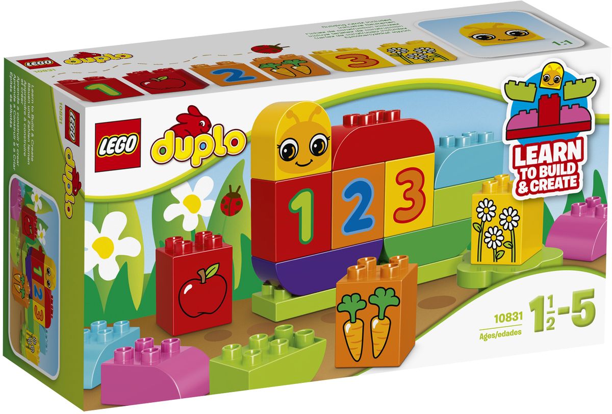 LEGO DUPLO Конструктор Моя веселая гусеница 1083110831 LEGO DUPLO Конструктор Моя веселая гусеница 1083110831Конструктор LEGO DUPLO Моя веселая гусеница приведет в восторг любого ребенка, ведь все дети обожают знаменитые конструкторы LEGO. Конструктор содержит 19 пластиковых элементов. Красочные кубики DUPLO специально разработаны, чтобы быть безопасным для маленьких ручек, а строительные карточки позволяют легко превратить гусеницу в прекрасную бабочку. Используйте специальные декорированные кубики для обучения счёту: одно яблоко, 2 морковки и 3 цветка. Ещё столько всего нужно узнать! С яркими цветными кубиками LEGO DUPLO, разработанными специально для начинающих строителей, так легко собрать свою историю. Все элементы набора выполнены из безопасного пластика и имеют увеличенные размеры, специально для маленьких детских пальчиков. Игры с конструкторами помогут ребенку развить воображение, внимательность, пространственное мышление и творческие способности. Такой конструктор надолго займет внимание малыша и непременно станет его любимой игрушкой. Яркий...