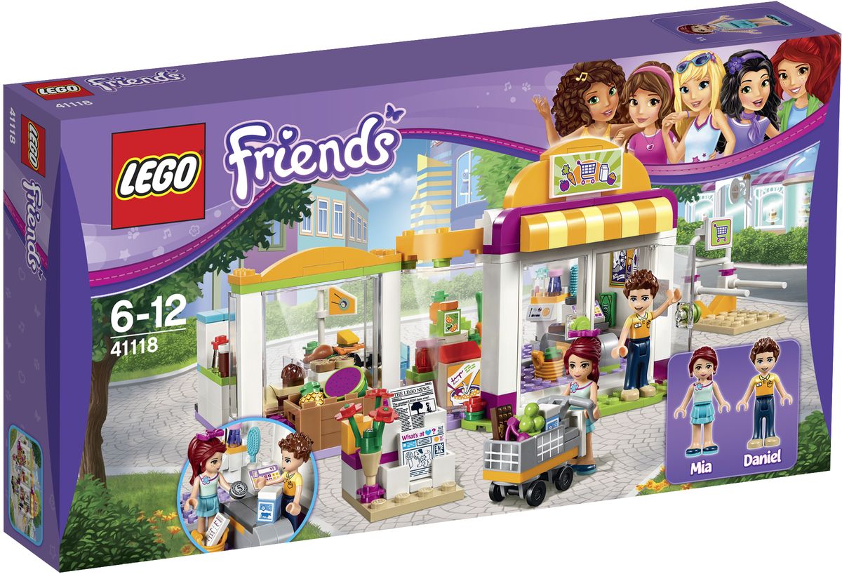 LEGO Friends Конструктор Супермаркет 4111841118 LEGO Friends Конструктор Супермаркет 4111841118Настало время для еженедельного шопинга Мии. Присоединяйтесь к ней в супермаркете Хартлейк Сити и захватите тележку с парковки. Пройдитесь между торговыми рядами супермаркета. Что купим сегодня? Купите свежие фрукты и овощи, зерновые завтраки и суши, прежде чем отправиться в кондитерский отдел, где вас ждет Даниэль с только что вынутым из духовки печеньем, которым он всех угощает. Не забудьте остановиться у стенда с косметикой, прежде чем идти к кассе! Набор включает в себя 313 разноцветных пластиковых элементов. Конструктор - это один из самых увлекательных и веселых способов времяпрепровождения. Ребенок сможет часами играть с конструктором, придумывая различные ситуации и истории.