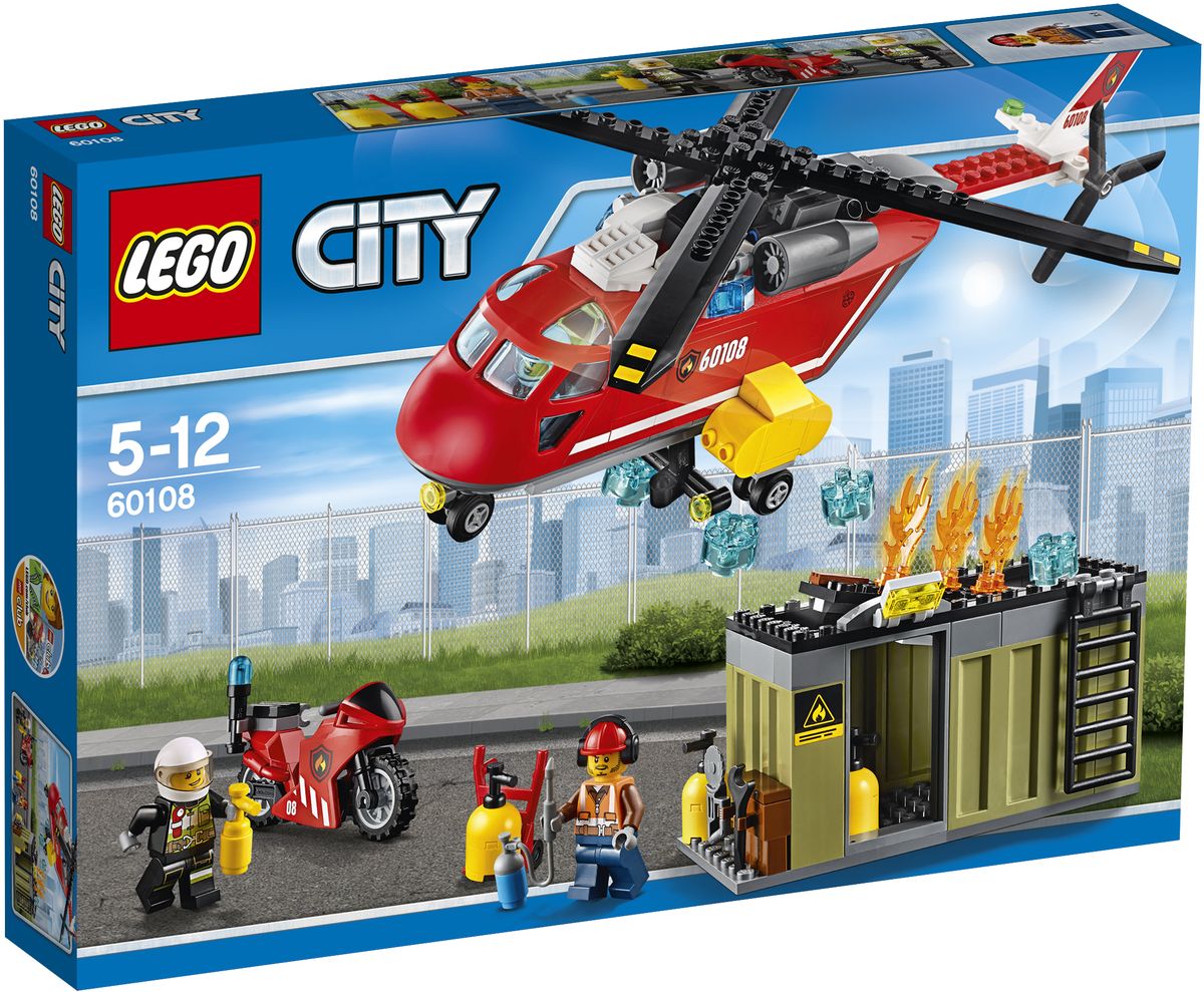 LEGO City Конструктор Пожарная команда быстрого реагирования 6010860108 LEGO City Конструктор Пожарная команда быстрого реагирования 6010860108Гони к месту пожара, где рабочий зовёт на помощь! Мчись на своём мотоцикле, чтобы бороться с огнём. Если ты не можешь добраться до источника возгорания, вызывай вертолет команды быстрого пожарного реагирования и помоги пожарным потушить горящий контейнер полным баком воды. Ещё одна операция по спасению выполнена на пятёрку. Конструктор LEGO City Пожарная команда быстрого реагирования - это один из самых увлекательнейших и веселых способов времяпрепровождения. Ребенок сможет часами играть с конструктором, придумывая различные ситуации и истории. В набор также входят 3 мини-фигурки пожарных. В процессе игры с конструкторами LEGO дети приобретают и постигают такие необходимые навыки как познание, творчество, воображение. Обычные наблюдения за детьми показывают, что единственное, чему они с удовольствием посвящают время, - это игры. Игра - это состояние души, это веселый опыт познания реальности. Играя, дети создают собственные миры, осваивают их, а познавая -...