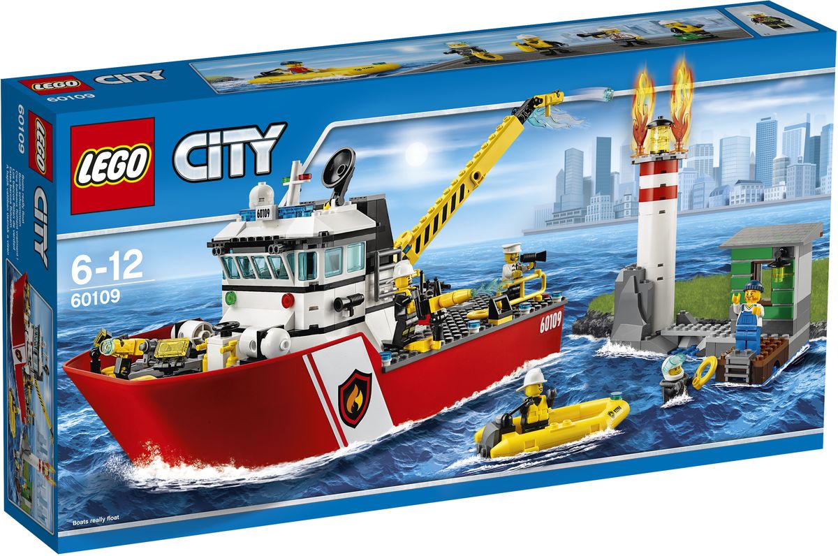 LEGO City Конструктор Пожарный катер 6010960109 LEGO City Конструктор Пожарный катер 6010960109На маяке пожар! Спеши на помощь на пожарном катере, направляй водомёт и туши пламя с помощью водяной пушки. Отправь команду, чтобы убедиться, что смотритель маяка в безопасности. Спаси маяк от пожара! Конструктор LEGO City Пожарный катер - это один из самых увлекательнейших и веселых способов времяпрепровождения. Ребенок сможет часами играть с конструктором, придумывая различные ситуации и истории. В набор также входят 5 мини-фигурок: 4 пожарных и смотрителя маяка. В процессе игры с конструкторами LEGO дети приобретают и постигают такие необходимые навыки как познание, творчество, воображение. Обычные наблюдения за детьми показывают, что единственное, чему они с удовольствием посвящают время, - это игры. Игра - это состояние души, это веселый опыт познания реальности. Играя, дети создают собственные миры, осваивают их, а познавая - приобретают знания и умения. Фантазия ребенка безгранична, беря свое начало в детстве, она позволяет ребенку учиться представлять в...