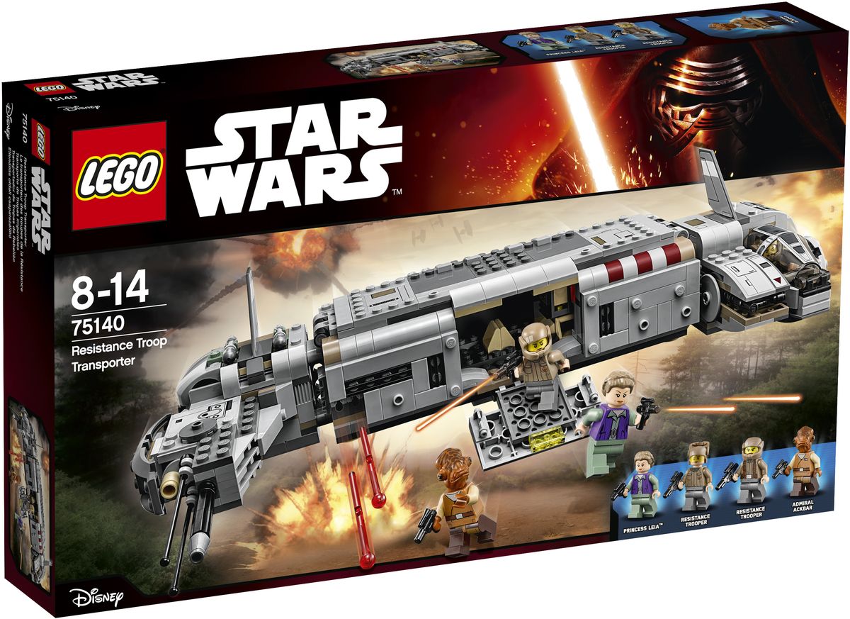 LEGO Star Wars Конструктор Военный транспорт Сопротивления 7514075140 LEGO Star Wars Конструктор Военный транспорт Сопротивления 7514075140Опустите пандус и поднимитесь на борт Военного транспорта Сопротивления. Заберитесь в кабину и приготовьтесь к взлету. А если Первый Орден попытается атаковать, приведите оружие в боевое положение и приготовьтесь вести огонь! Набор включает в себя 646 разноцветных пластиковых элементов. Игры с конструкторами помогут ребенку развить воображение, внимательность, пространственное мышление и творческие способности. Такой конструктор надолго займет внимание малыша и непременно станет его любимой игрушкой.