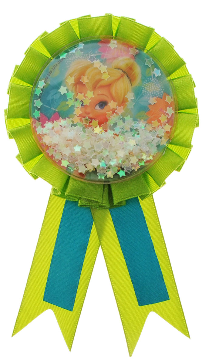 Disney Fairies Значок Феи Динь-Динь1507-0962 Disney Fairies Значок Феи Динь-Динь1507-0962Нарядный значок Феи Динь-Динь сразу выделит именинницу среди фей-подружек. Значок выполнен из атласных нежно-зеленых и голубых лент. Серединку значка украшает портрет феи, значок наполнен маленькими перламутровыми звездочками. Значок приклеивается на одежду, его можно легко снять с платья (не оставляет следов на одежде).