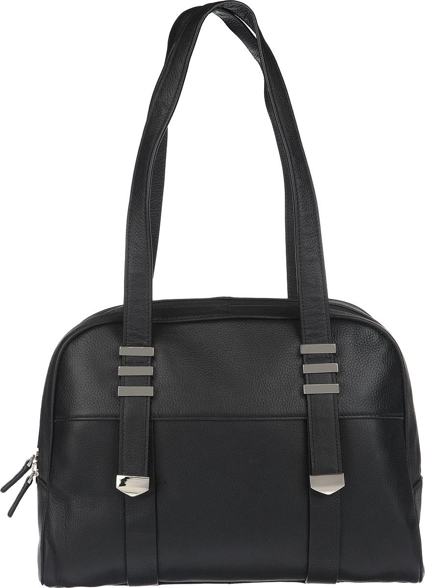 Сумка женская Fabretti, цвет: черный. F5711F5711-black Сумка женская Fabretti, цвет: черный. F5711F5711-blackСтильная сумка Fabretti, выполнена из натуральной кожи с зернистой фактурой, оформлена металлической фурнитурой. Изделие содержит одно основное отделение, которое закрывается на застежку-молнию. Внутри сумки размещены: четыре накладных кармана, один из которых на молнии, и врезной карман на молнии. Снаружи, в тыльной стенке сумки, расположен врезной карман на молнии. Изделие дополнено двумя практичными ручками, которые позволят носить изделие, как в руках, так и на плече. Ручки дополнены металлической фурнитурой. Дно сумки дополнено металлическими ножками. Практичный аксессуар позволит вам завершить образ и быть неотразимой.