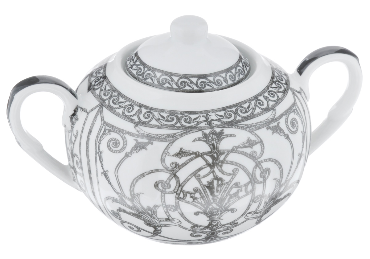 Сахарница LarangE Ампир, цвет: белый, серый, 400 мл586-305 Сахарница LarangE Ампир, цвет: белый, серый, 400 мл586-305Сахарница LarangE Ампир выполнена из высококачественного фарфора. Внешние стенки оформлены изысканным рисунком. Изделие оснащено двумя ручками и крышкой. Лаконичность и изящество форм придают сахарнице неповторимую изысканность. Эксклюзивный дизайн, эстетичность и функциональность сахарницы делает ее незаменимой на любой кухне. Не рекомендуется применять абразивные моющие средства. Диаметр сахарницы (по верхнему краю): 6 см. Высота сахарницы (без учета крышки): 7 см. Объем сахарницы: 400 мл.