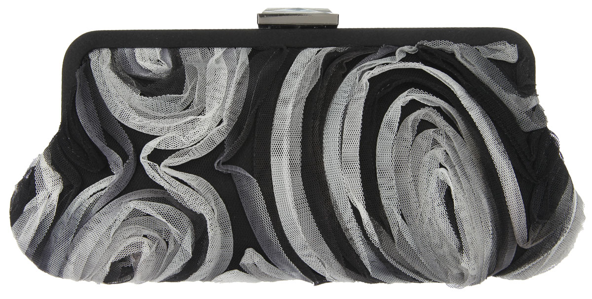 Клатч Fabretti, цвет: черный, белый. WL9320WL9320-black Клатч Fabretti, цвет: черный, белый. WL9320WL9320-blackЭлегантный вечерний клатч Fabretti выполнен из полиэстера. Клатч оформлен цветами из микросетки. Изделие содержит одно отделение, закрывается на рамочный замок, дополненный граненым кристаллом. Клатч оснащен укороченным наплечным ремнем-цепочкой. Клатч Fabretti прекрасно завершит ваш праздничный образ.