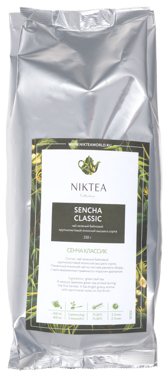 Niktea Sencha Classic зеленый листовой чай, 250 гTALTHA-DP0009 Niktea Sencha Classic зеленый листовой чай, 250 гTALTHA-DP0009Niktea Sencha Classic - пикантный японский чай из листьев раннего сбора, с ярко выраженным травянисто-морским ароматом. NikTea следует правилу качество чая - это отражение качества жизни и гарантирует: Тщательно подобранные рецептуры в коллекции топовых позиций-бестселлеров. Контролируемое производство и сертификацию по международным стандартам. Закупку сырья у надежных поставщиков в главных чаеводческих районах, а также в основных центрах тимэйкерской традиции - Германии и Голландии. Постоянство качества по строго утвержденным стандартам. NikTea - это два вида фасовки - линейки листового и пакетированного чая в удобной технологичной и информативной упаковке. Чай обладает многофункциональным вкусоароматическим профилем и подходит для любого типа кухни, при этом постоянно осуществляет оптимизацию базовой коллекции в соответствии с новыми тенденциями чайного рынка. Листовая коллекция NikTea представлена в герметичной...