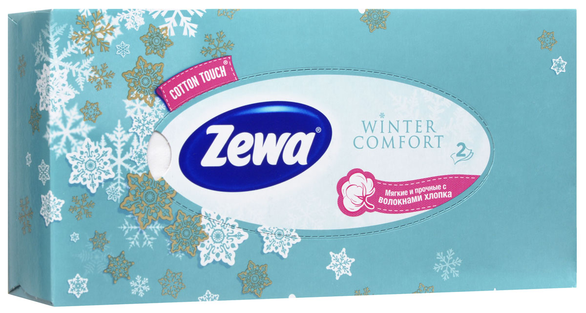 Zewa Платки косметические в коробке Winter comfort, двухслойные, цвет: бирюзовый, 100 шт02.03.05.6286_бирюзовый Zewa Платки косметические в коробке Winter comfort, двухслойные, цвет: бирюзовый, 100 шт02.03.05.6286_бирюзовыйМягкие двухслойные гигиенические салфетки Zewa Winter comfort изготовлены из 100% целлюлозы и волокон. Обладают большой впитывающей способностью. Не вызывают аллергии, не раздражают чувствительную кожу. Просты и удобны в использовании. Товар сертифицирован.