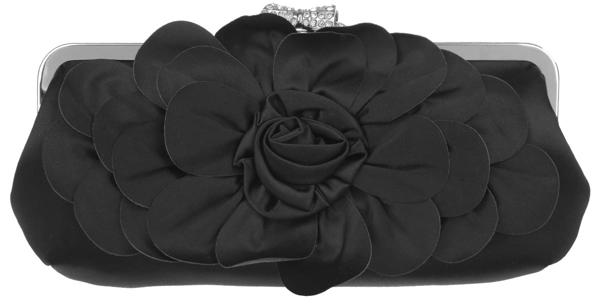 Клатч Fabretti, цвет: черный. WL8650WL8650-black Клатч Fabretti, цвет: черный. WL8650WL8650-blackЭлегантный вечерний клатч Fabretti выполнен из полиэстера. Клатч оформлен кокетливым цветком из полиэстера. Изделие содержит одно отделение и закрывается на рамочный замок, который оформлен в виде бантика и дополнен стразами. Внутри расположен накладной карман. Клатч оснащен укороченным наплечным ремнем-цепочкой. Клатч Fabretti прекрасно завершит ваш праздничный образ.
