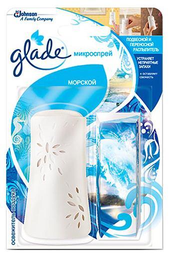 Освежитель воздуха Glade Микроспрей. Морской, основной блок, 10 мл659079 Освежитель воздуха Glade Микроспрей. Морской, основной блок, 10 мл659079Несмотря на компактный размер баллончика Glade микроспрей содержит столько же свежести, сколько обычный аэрозоль, будучи при этом намного удобнее в использовании. Один сменный баллончик обеспечивает до 100 нажатий.