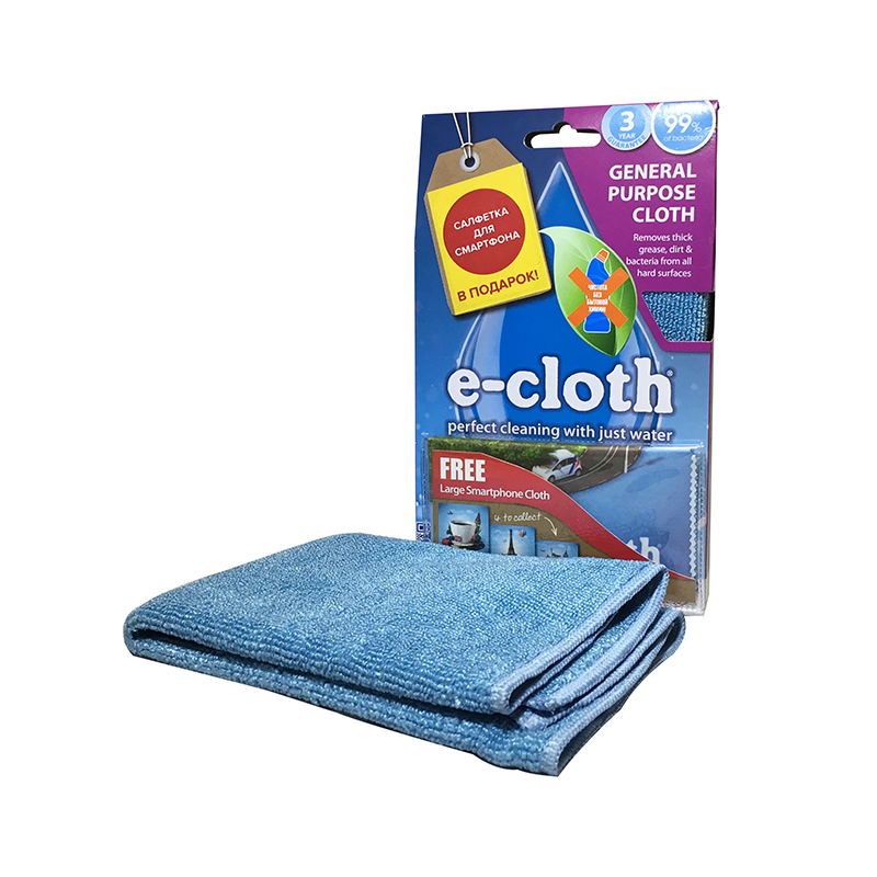 Салфетка универсальная E-cloth, цвет: голубой, 32 см х 32 см + ПОДАРОК: Салфетка для смартфона20230_голубой Салфетка универсальная E-cloth, цвет: голубой, 32 см х 32 см + ПОДАРОК: Салфетка для смартфона20230_голубойУниверсальная салфетка E-cloth используется для очистки любых твердых поверхностей без использования химикатов, идеальна для нержавеющей стали, стекла, кухонных столешниц. Достаточно лишь смочить салфетку водой для очистки поверхности от жира и других загрязнений. Для очистки от пыли используйте сухую салфетку. Удаляет жир, грязь и свыше 99% бактерий. Выдерживает до 300 циклов стирки без потери эффективности. Материал: 80% полиэстер, 20% полиамид.