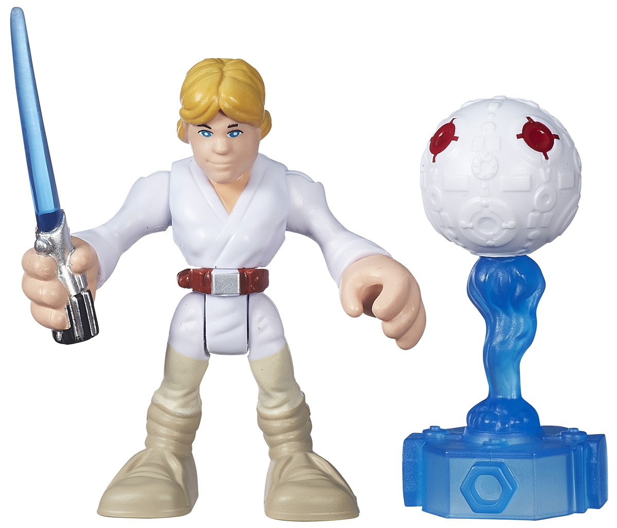 Playskool Heroes Фигурка LukeB2027_luke Playskool Heroes Фигурка LukeB2027_lukeФигурка Playskool Heroes Luke станет прекрасным подарком для вашего ребенка и порадует любого поклонника саги Звездные войны. Она выполнена из прочного пластика в виде героя Звездных войн - Люка. В правой руке он держит меч; до локтя рука крутится. Теперь Люк Скайуокер сможет тренироваться в умении владеть мечом сколько угодно, ведь у него появился тренировочный модуль (имеется в наборе), который может быть использован в любое время. Голова, руки и ноги фигурки двигаются, что сделает игру еще более насыщенной и интересной для ребенка. Ваш ребенок будет часами играть с этой фигуркой, придумывая различные истории с участием любимого героя.