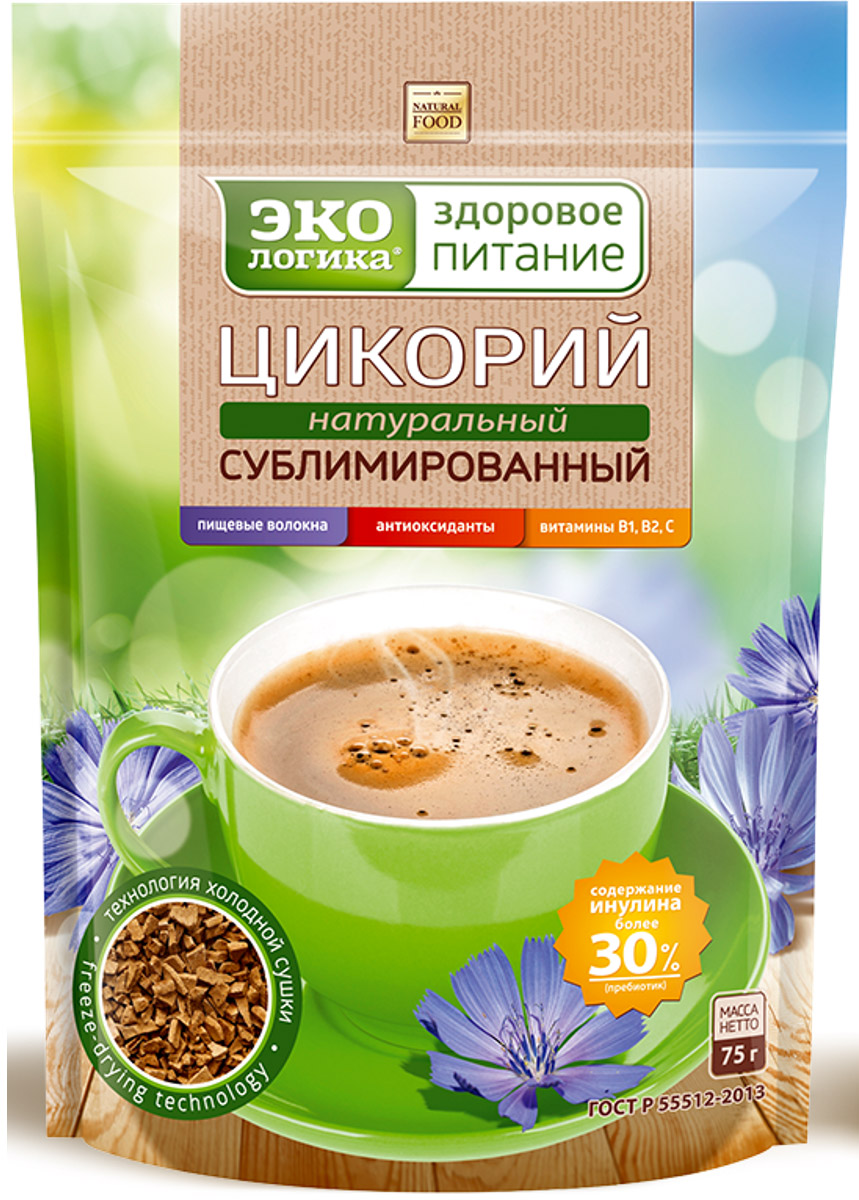 Экологика Здоровое Питание цикорий растворимый сублимированный, 75 г4620014779004 Экологика Здоровое Питание цикорий растворимый сублимированный, 75 г4620014779004Цикорий натуральный сублимированный, рекомендуется детям и взрослым. Содержит прибиотик инулин. Не содержит кофеина. Оказывает комплексное благоприятное воздействие на организм.