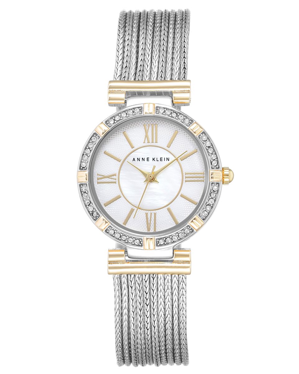 Наручные часы женские Anne Klein, цвет: серый, белый. 2145 MPTT2145 MPTT Наручные часы женские Anne Klein, цвет: серый, белый. 2145 MPTT2145 MPTTКорпус 28мм, циферблат- натуральный перламутр, безель украшен кристаллами Swarovski, браслет выполнен из 9 цепей с PVD покрытием биколор, водозащита- 3 АТМ