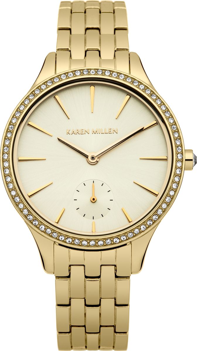 Наручные часы женские Karen Millen, цвет: золотой. KM112GMKM112GM Наручные часы женские Karen Millen, цвет: золотой. KM112GMKM112GMДвухстрелочный механизм Miyoya VD78; IP Gold покрытие; Размер корпуса 36 mm; Минеральное стекло; Циферблат молочного цвета; Кристаллы Swarovski; Браслет; Водозащита 5 ATM