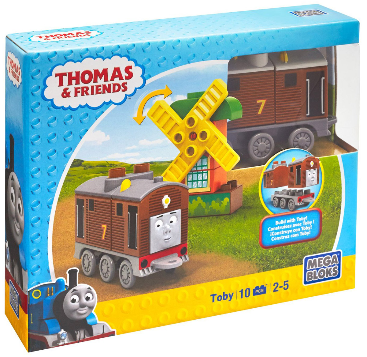 Mega Bloks Конструктор Паровозик ТобиCNJ04_CNJ07 Mega Bloks Конструктор Паровозик ТобиCNJ04_CNJ07Конструктор Mega Bloks Паровозик Тоби - удивительный подарок для вашего ребёнка! Конструкторы Mega Bloks - это новые горизонты творчества. Каждый из наборов - это завершенная конструкция, имеющая некий сюжет. Этот конструктор входит в серию наборов Thomas & Friends, созданных по одноименному мультфильму. Томас и его верная команда помогают жителям городка: привозят почту, чинят железнодорожные пути и возят пассажиров к пунктам назначения. В набор входит паровозик Тоби и мельница. Все элементы конструктора совместимы с другими сборными паровозами из этой серии. Воссоздайте для своего маленького машиниста его любимые истории о приключениях паровозиков острова Содор или придумайте свою собственную. Рекомендовано детям от 2 лет до 5 лет.