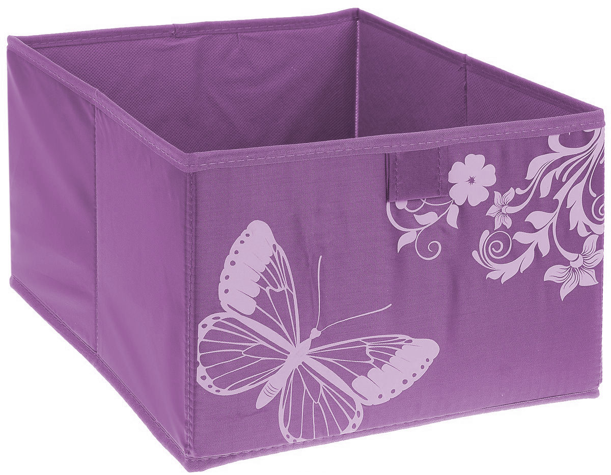 Коробка для хранения Hausmann Butterfly, цвет: фиолетовый, розовый, 28 х 27 х 20 см4P-106-4С_фиолетовый Коробка для хранения Hausmann Butterfly, цвет: фиолетовый, розовый, 28 х 27 х 20 см4P-106-4С_фиолетовыйКоробка для хранения Hausmann поможет легко организовать пространство в шкафу или в гардеробе. Изделие выполнено из нетканого материала и полиэстера. Коробка держит форму благодаря жесткой вставке из картона, которая устанавливается на дно. Боковая поверхность оформлена красивым принтом и изображением бабочки. В такой коробке удобно хранить одежду, нижнее белье, различные аксессуары.