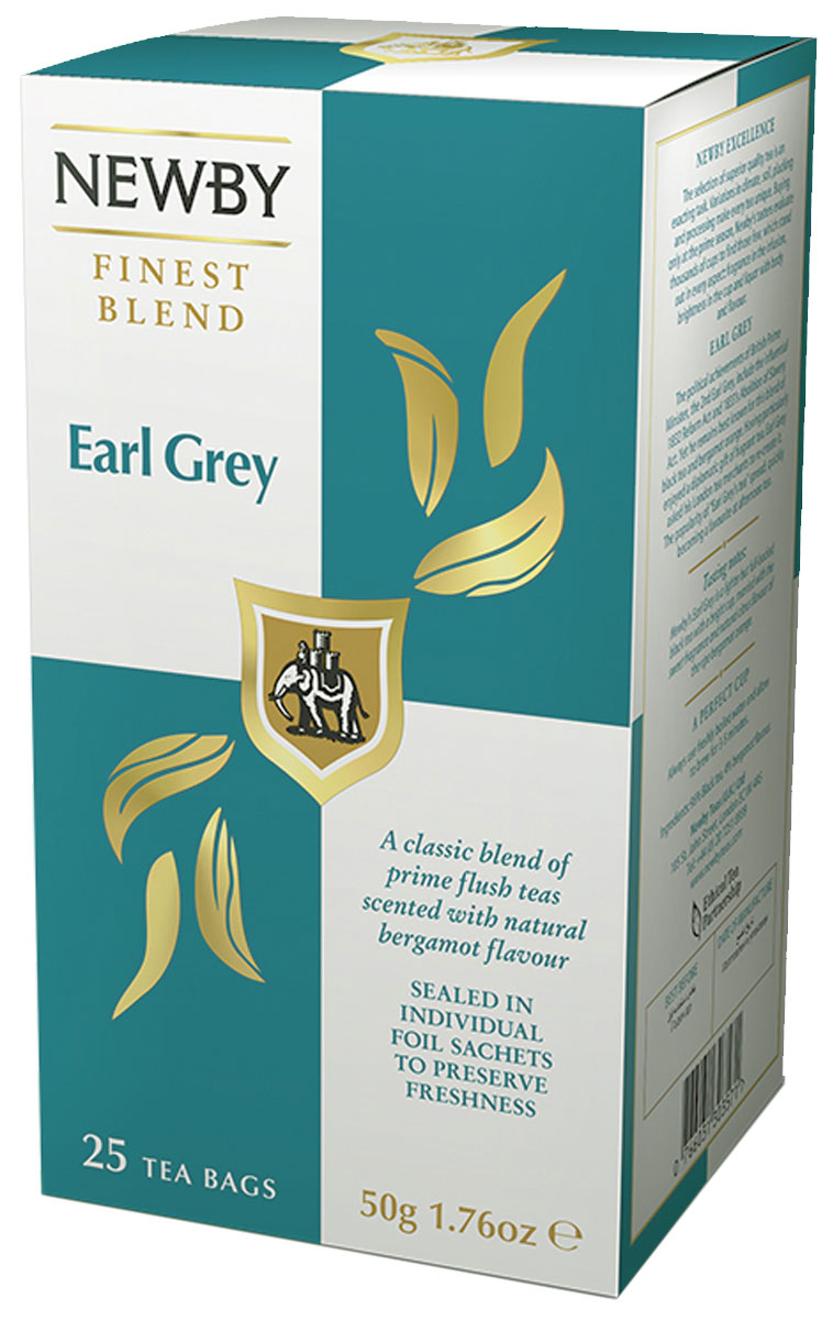 Newby Earl Grey Newby черный чай в пакетиках, 25 шт310060 Newby Earl Grey Newby черный чай в пакетиках, 25 шт310060Насыщенный черный чай Newby Earl Grey Newby с натуральным ароматом и цитрусовым вкусом спелого бергамота станет отличным спутником в течение всего дня. Он прекрасно освежает, тонизирует и снимает усталость.