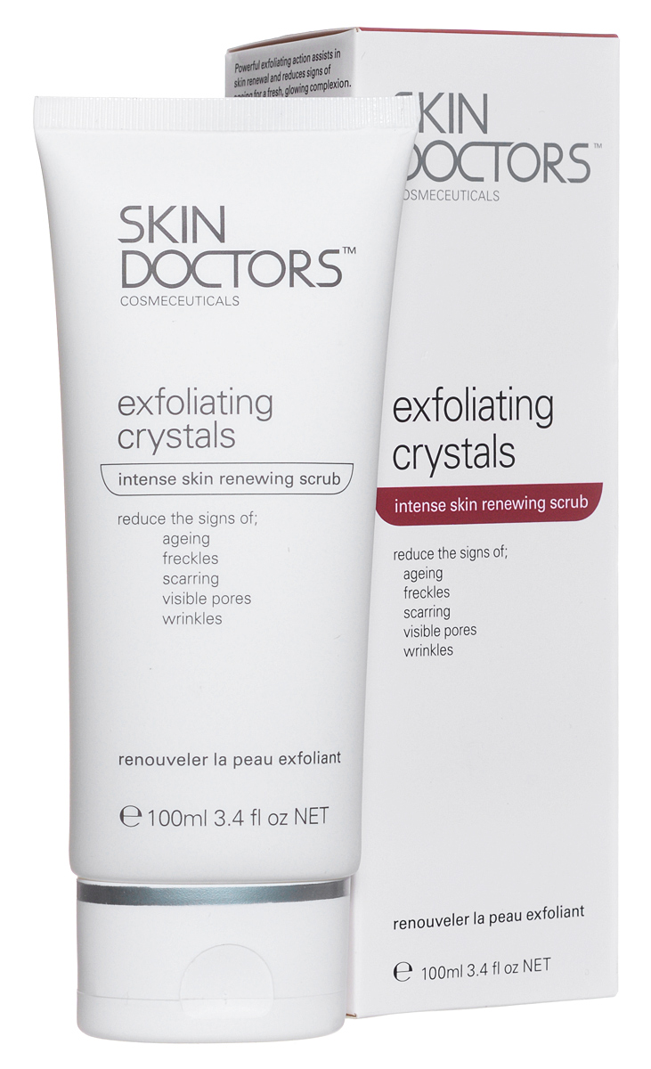 Skin Doctors Скраб для обновления кожи Exfoliating Crystals, интенсивный, 100 мл2313 Skin Doctors Скраб для обновления кожи Exfoliating Crystals, интенсивный, 100 мл2313Скраб для обновления кожи Skin Doctors Exfoliating Crystals является мощным отшелушивающим средством, действие которого помогает обновлению кожи и уменьшает признаки ее старения, делая цвет лица свежим и сияющим. Ороговевший и тусклый верхний слой отмерших клеток устраняется под воздействием глубоко пилинга, осуществляемого высокотехнологичными шлифующими кристаллами. Мульти-активный и, вместе с тем, мягкий скраб содержит отшелушивающие и увлажняющие компоненты, масло чайного дерева, антиоксиданты. Мощные микро-бусинки помогают уменьшить множество признаков старения, веснушки, рубцы, видимые поры и морщины без глубокого воздействия. Получите профессиональный результат всего через 10 дней с помощью интенсивных отшелушивающих кристаллов Skin Doctors. Товар сертифицирован.