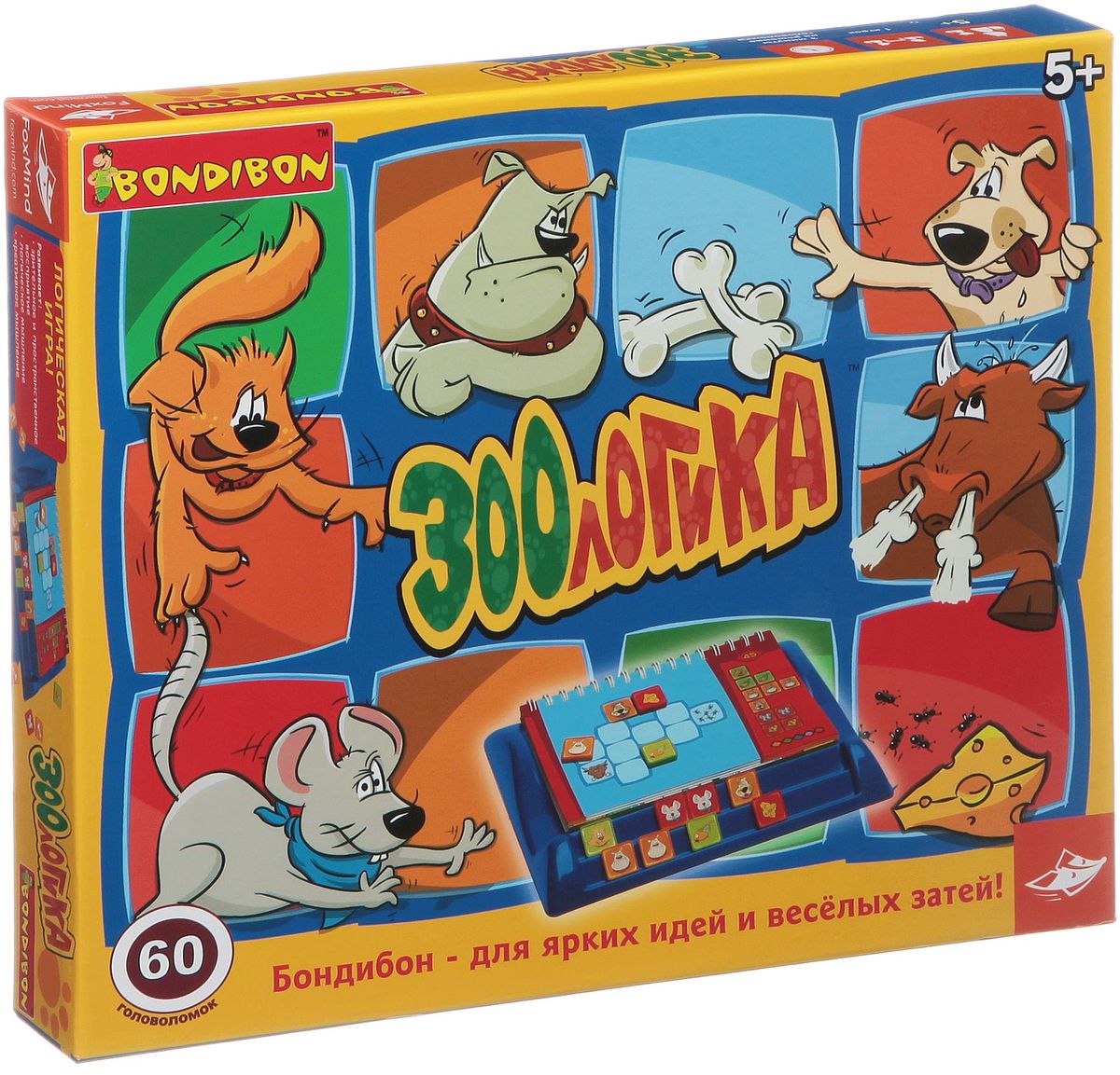 Bondibon Развивающая игра ЗоологикаВВ1148 Bondibon Развивающая игра ЗоологикаВВ1148Какие животные могут мирно уживаться рядом, а каких нельзя подпускать близко друг к другу, чтобы они не поссорились? Что предпочитает на обед кошка, чем любит лакомиться мышка или собачка? На эти вопросы ответит настольная логическая игра Зоологика, состоящая из 60 головоломок с 5 уровнями сложности. Она развивает зрительное и пространственное восприятие, а также логическое и креативное мышление. В заданиях различной сложности нужно разместить животных на карточках так, чтобы они не ссорились и при этом могли полакомиться любимой едой. На первый взгляд, задача несложная, но в процессе игры выясняется, что справиться с ней не так просто. Не беда, если не получится сразу правильно разместить животных и их любимые лакомства – можно воспользоваться подсказкой в буклете. Но если игрок вооружится логикой, то вполне сможет обойтись без подсказок. Игра имеет несколько уровней сложности, поэтому играть в Зоологику интересно и малышам, и школьникам, и даже...