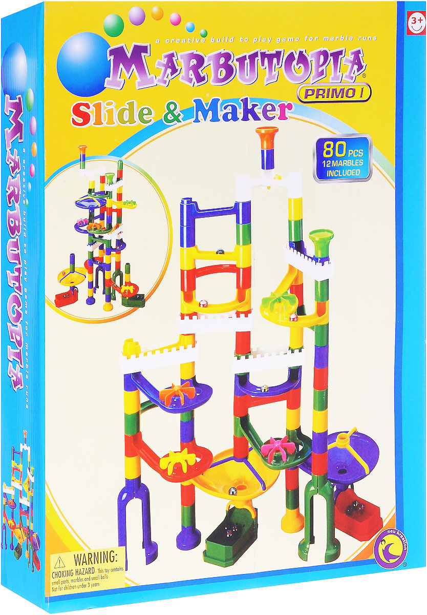 Marbutopia Конструктор Slide & Maker6815_новый дизайн Marbutopia Конструктор Slide & Maker6815_новый дизайнКонструктор Marbutopia Slide & Maker - первый шаг ребенка в мир конструирования объемных лабиринтов. В данном комплекте имеются разноцветные пластиковые элементы: извилистые дорожки, горизонтальные мельницы, воронки, лотки для шариков, множество вертикальных трубок, балкончики и 12 шариков. Основная задача - построить лабиринт так, чтобы шарик не застревал, а скатывался вниз по дорожкам и виражам. Особенность конструктора заключается в том, что он позволяет ребенку строить бесконечные забавные лабиринты, руководствуясь своей фантазией или по прилагаемой инструкции. Конструирование лабиринтов полезно для развития пространственного мышления и воображения. Также развивает координацию, моторику, концентрацию, планирование, стратегию, понятие причины и следствия. Раннее развитие этих навыков, как известно, существенно увеличивает академические и интеллектуальные способности ребенка. Конструктор Slide Maker совместим с другими наборами серии...