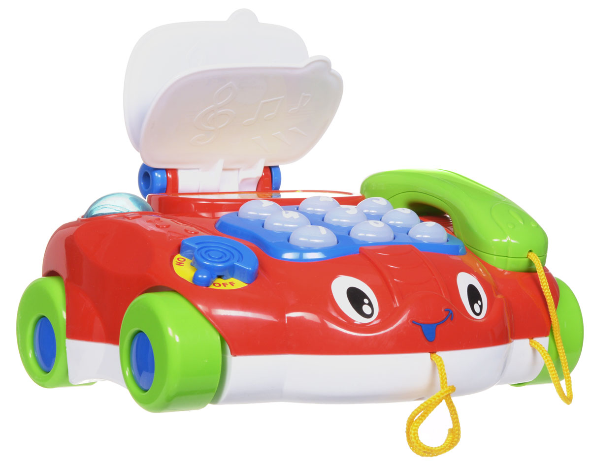 Joy Toy Каталка Телефончик на колесах1103402_красный Joy Toy Каталка Телефончик на колесах1103402_красныйКаталка Joy Toy Телефон на колесах надолго привлечет внимание малыша. Яркая игрушка со световыми и звуковыми эффектами выполнена в виде телефона с различные функциями. Телефончик на колесах можно катать за веревочку, что будет стимулировать малыша ходить и окажет положительное влияние на развитие координации. Игрушка помогает малышам освоить счет и цифры. При нажатии кнопка с цифрой подсвечиваются, телефончик озвучивает цифру и проигрывает мелодию. Порадуйте вашего ребенка таким замечательным подарком! Необходимо докупить 2 батарейки напряжением 1,5V типа АА (не входят в комплект).
