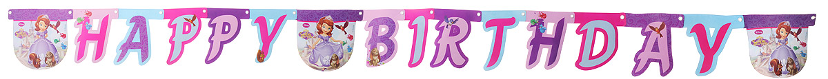 Procos Гирлянда-буквы Happy Birthday София1505-0747 Procos Гирлянда-буквы Happy Birthday София1505-0747Procos Гирлянда-буквы Happy Birthday: София выполнена из картона и украшена яркими изображениями героев мультфильма София Прекрасная. Карточки скрепляются друг с другом с помощью подвижных металлических соединений. Крайние карточки имеют ниточные петли для удобства крепления гирлянды. Такая гирлянда украсит ваш праздник и подарит имениннице отличное настроение. Длина гирлянды: 190 см. Средний размер карточки: 16 см х 16 см.