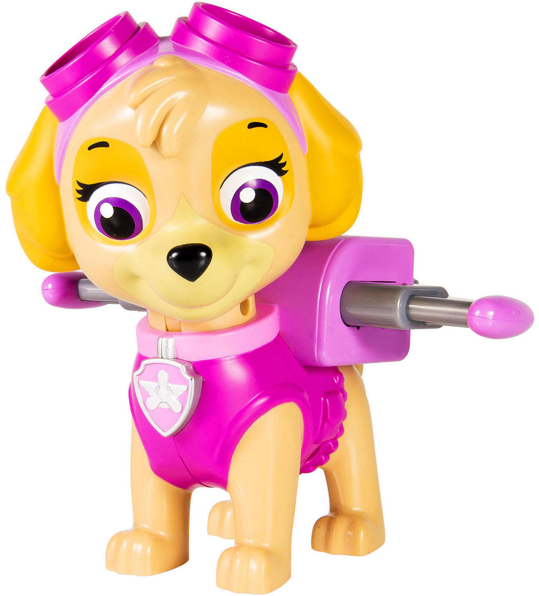 Paw Patrol Фигурка Jumbo Action Pup Skye16622_20071417 Paw Patrol Фигурка Jumbo Action Pup Skye16622_20071417Фигурка Щенячий патруль Skye выполнена из прочного пластика в виде веселого щенка по кличке Скай - героя мультфильма Paw Patrol (Собачий патруль). На спине щенка располагается уникальный рюкзак-трансформер: при нажатии на кнопку, расположенную на самом рюкзаке, выдвигаются реактивные крылья. Фигурка надолго увлечет вашего малыша и непременно станет его любимой игрушкой! Щенок станет прекрасным подарком юному поклоннику мультсериала!