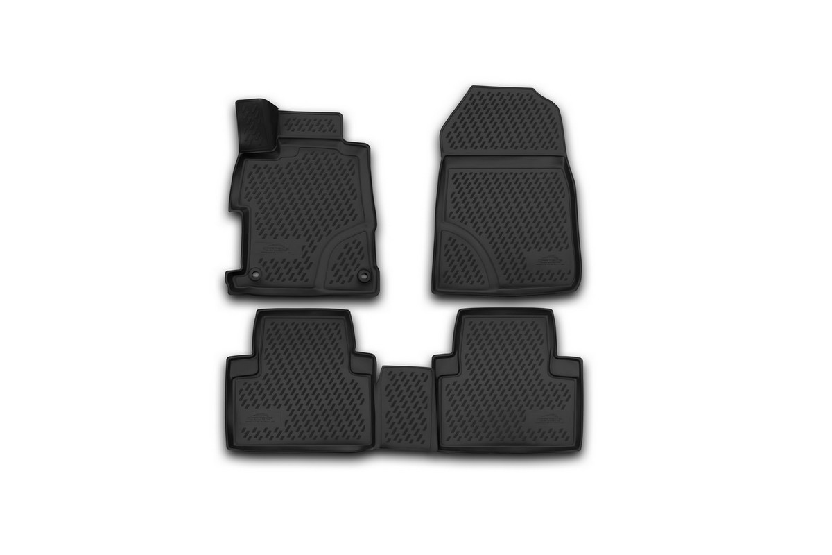 Набор автомобильных 3D-ковриков Novline-Autofamily для Honda Civic 4D, 2012->, седан, в салон, 4 штCARHND00011 Набор автомобильных 3D-ковриков Novline-Autofamily для Honda Civic 4D, 2012->, седан, в салон, 4 штCARHND00011Набор Novline-Autofamily состоит из 4 ковриков, изготовленных из полиуретана. Основная функция ковров - защита салона автомобиля от загрязнения и влаги. Это достигается за счет высоких бортов, перемычки на тоннель заднего ряда сидений, элементов формы и текстуры, свойств материала, а также запатентованной технологией 3D-перемычки в зоне отдыха ноги водителя, что обеспечивает дополнительную защиту, сохраняя салон автомобиля в первозданном виде. Материал, из которого сделаны коврики, обладает антискользящими свойствами. Для фиксации ковров в салоне автомобиля в комплекте с ними используются специальные крепежи. Форма передней части водительского ковра, уходящая под педаль акселератора, исключает нештатное заедание педалей. Набор подходит для Honda Civic 4D с 2012 года выпуска.