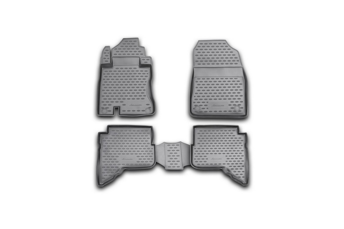 Коврики в салон автомобиля Novline-Autofamily для Daihatsu Terios, 2006 -, 4 штNLC.12.01.210k Коврики в салон автомобиля Novline-Autofamily для Daihatsu Terios, 2006 -, 4 штNLC.12.01.210kКоврики Novline-Autofamily улучшат внешний вид салона автомобиля и надежно уберегут его от пыли, грязи и сырости, а значит, защитят кузов от коррозии. Полиуретановые коврики гладкие, приятные и не пропускает влагу. Полиуретановые автомобильные коврики произведены из высококачественного материала, который держит форму и не пачкает обувь. Коврики надежно крепятся на полу и не скользят, что очень важно во время движения, особенно для водителя. Изделия из полиуретана надежно удерживают грязь и влагу, при этом всегда выглядят довольно опрятно. И чистятся они очень просто: как при помощи автомобильного пылесоса, так и различными моющими средствами.