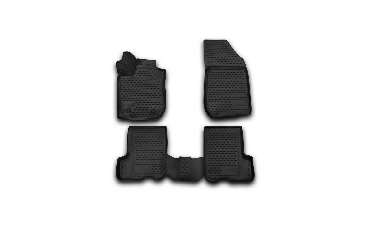 Набор автомобильных 3D-ковриков Novline-Autofamily для Renault Sandero/Sandero Stepway, 2014->, в салон, 4 штNLC.3D.41.32.210k Набор автомобильных 3D-ковриков Novline-Autofamily для Renault Sandero/Sandero Stepway, 2014->, в салон, 4 штNLC.3D.41.32.210kНабор Novline-Autofamily состоит из 4 ковриков, изготовленных из полиуретана. Основная функция ковров - защита салона автомобиля от загрязнения и влаги. Это достигается за счет высоких бортов, перемычки на тоннель заднего ряда сидений, элементов формы и текстуры, свойств материала, а также запатентованной технологией 3D-перемычки в зоне отдыха ноги водителя, что обеспечивает дополнительную защиту, сохраняя салон автомобиля в первозданном виде. Материал, из которого сделаны коврики, обладает антискользящими свойствами. Для фиксации ковров в салоне автомобиля в комплекте с ними используются специальные крепежи. Форма передней части водительского ковра, уходящая под педаль акселератора, исключает нештатное заедание педалей. Набор подходит для Renault Sandero/Sandero Stepway c 2014 года выпуска.