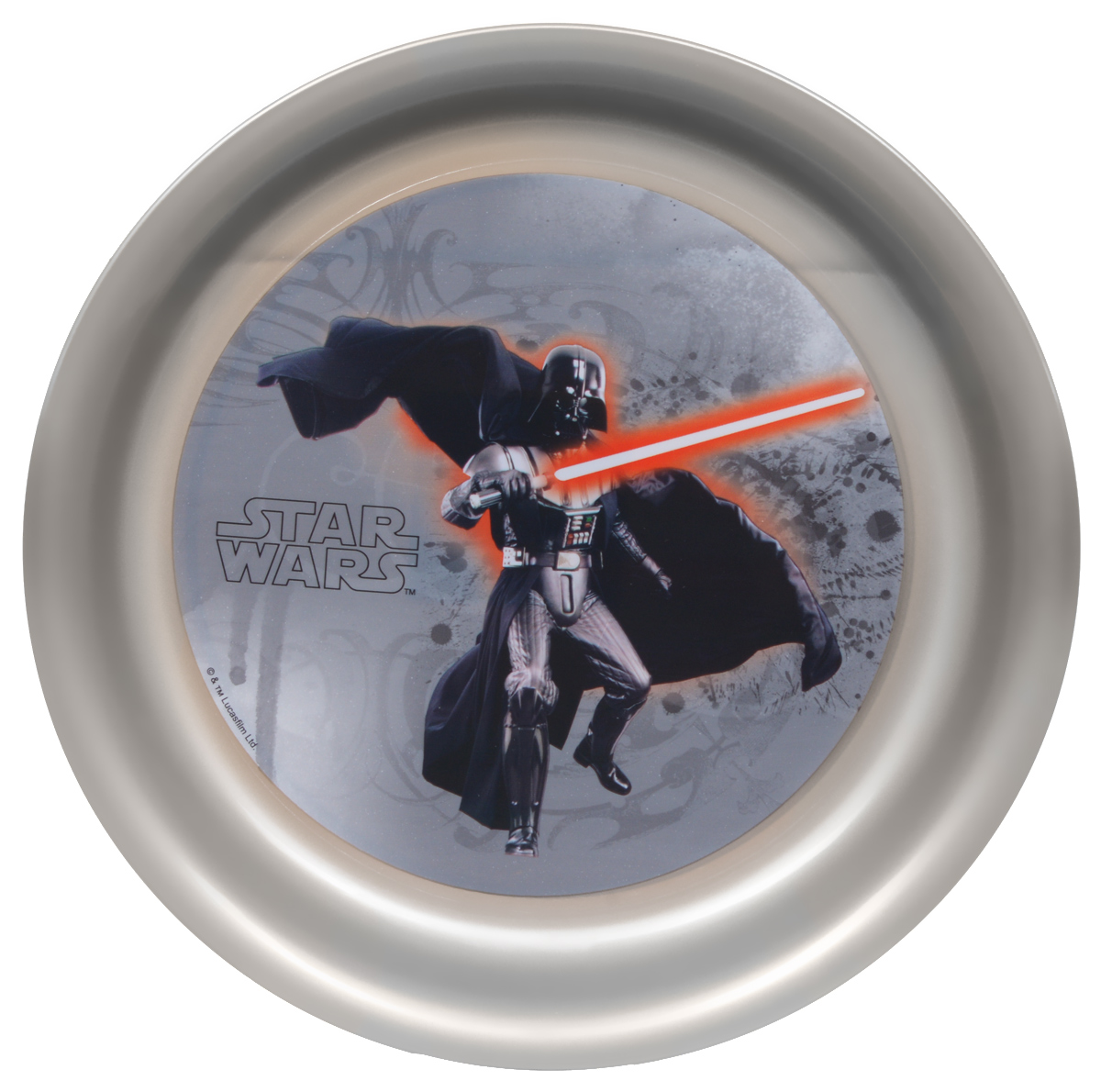 Star Wars Тарелка детская Дарт Вейдер диаметр 19 смSWP19-01 Star Wars Тарелка детская Дарт Вейдер диаметр 19 смSWP19-01Детская тарелка Star Wars Дарт Вейдер станет отличным подарком для любого фаната знаменитой саги. Она выполнена из полипропилена и оформлена рисунком с изображением Дарта Вейдера. Диаметр тарелки: 19 см. Не подходит для использования в посудомоечной машине и СВЧ-печи.