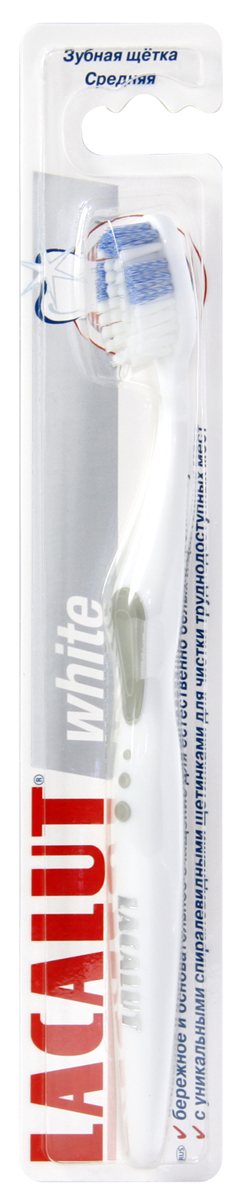 Lacalut Зубная щётка White15980312 Lacalut Зубная щётка White15980312Благодаря щетине Tynex с закругленными и полированными кончиками, она деликатно удаляет окрашенный налет. Наличие микротвистерной щетины по бокам обеспечивает эффективное и бережное осветление эмали, делая Вашу улыбку белоснежной!