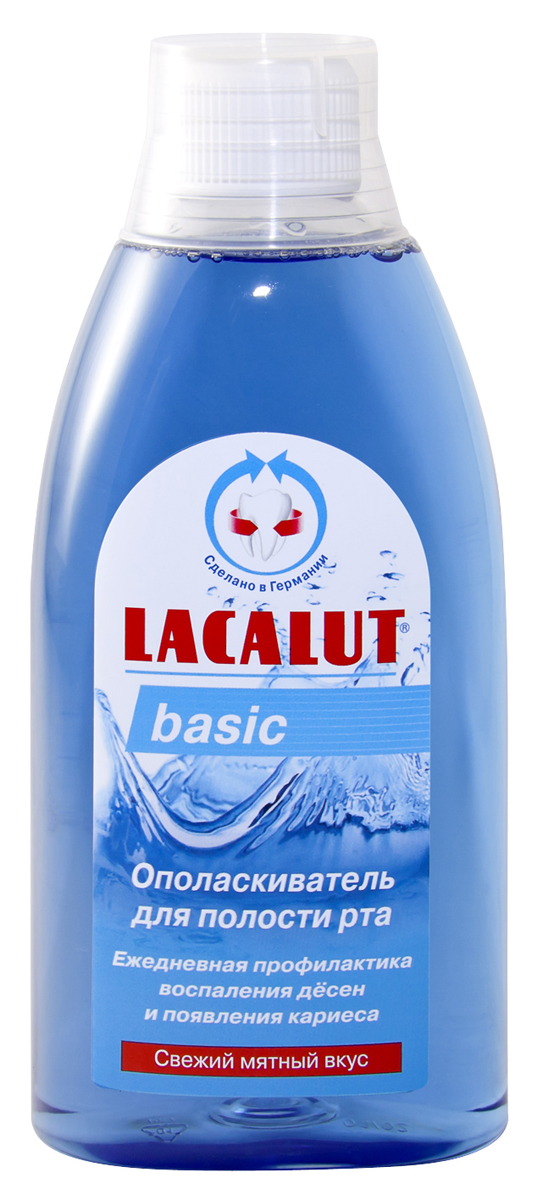 Lacalut Ополаскиватель для рта Basiс 500мл15980540 Lacalut Ополаскиватель для рта Basiс 500мл15980540Ополаскиватель Lacalut для рта Бейсик сохраняет природную белизну зубов. Предотвращает образование зубного камня. Устраняет неприятный запах изо рта. Снижает уровень воспаления дёсен. Ополаскиватель предназначен для ежедневного ухода за гигиеной всей полости рта. Благодаря комбинации активных веществ, сокращает степень образования бактериального налета. Не заменим при использовании зубных протезов. Не требует разбавления водой.