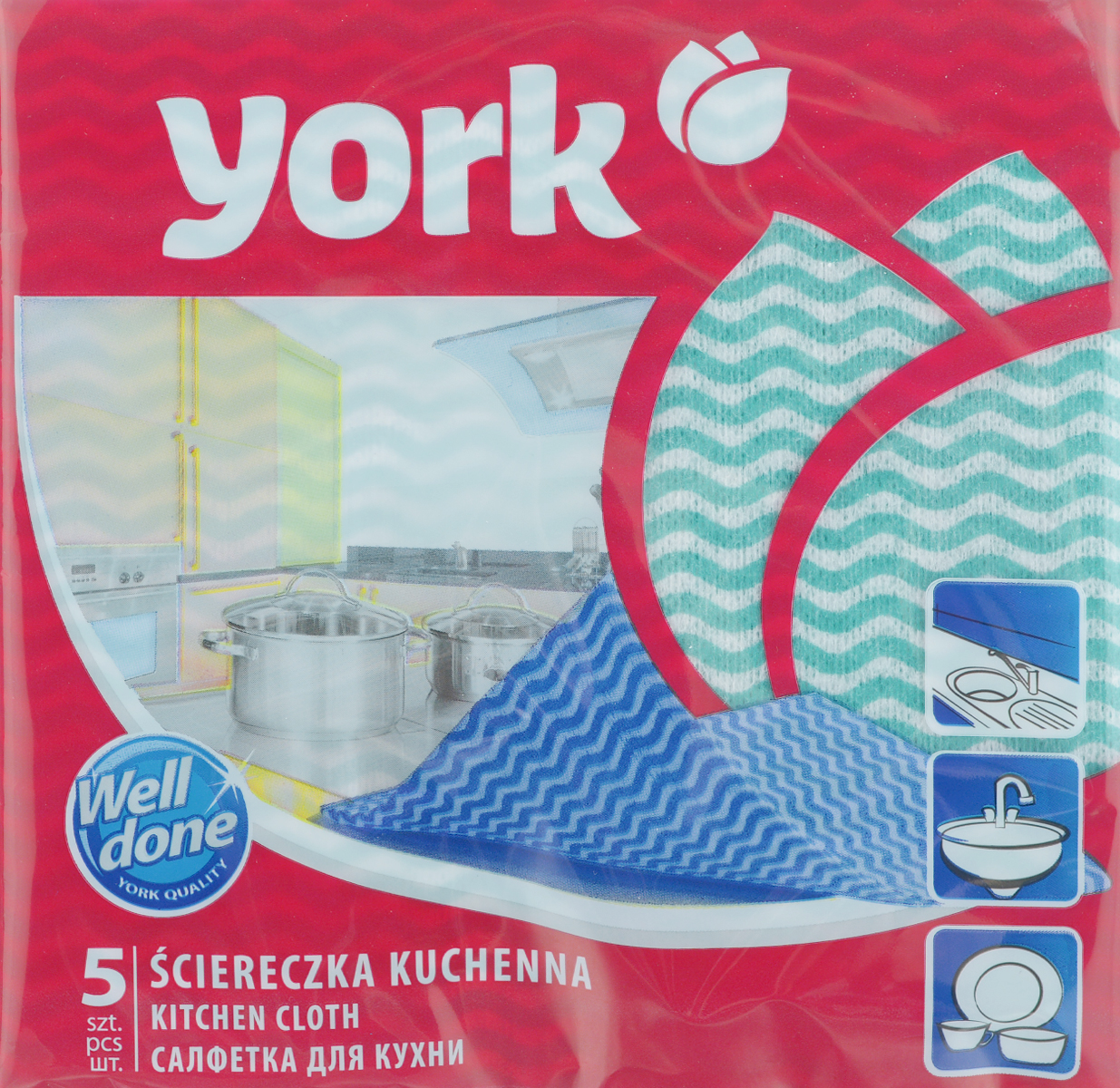 Салфетка для кухни York "Макарена", цвет: зеленый, 35 см х 35 см, 5 шт Салфетка для кухни York "Макарена", цвет: зеленый, 35 см х 35 см, 5 шт