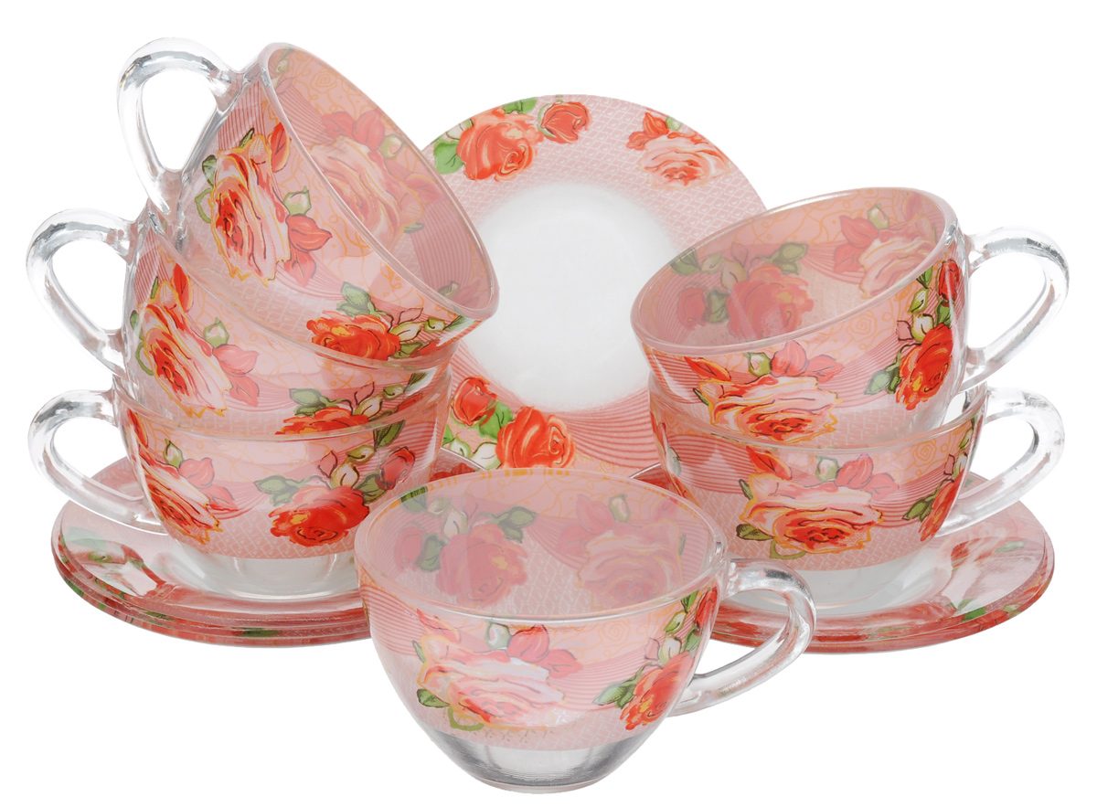 Сервиз чайный Bohmann, 12 предметов, цвет: розовый, прозрачный, зеленый. 01200BHG01200BHG_розовый Сервиз чайный Bohmann, 12 предметов, цвет: розовый, прозрачный, зеленый. 01200BHG01200BHG_розовыйЧайный сервиз Bohmann состоит из шести чашек и шести блюдец, изготовленных из высококачественного прозрачного стекла. Предметы набора оформлены красочным принтом. Изящный дизайн придется по вкусу и ценителям классики, и тем, кто предпочитает утонченность и изысканность. Он настроит на позитивный лад и подарит хорошее настроение с самого утра. Сервиз чайный - идеальный и необходимый подарок для вашего дома и для ваших друзей в праздники, юбилеи и торжества! Он также станет отличным корпоративным подарком и украшением любой кухни. Диаметр блюдца: 12,5 см. Объем чашки: 200 мл. Диаметр чашки по верхнему краю: 9 см. Высота чашки: 6 см.