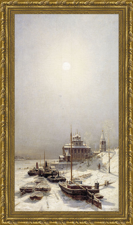 Арт-постер в багете Зима в Борисоглебске (А. П. Боголюбов), 23 x 40 см23x40 OZ131-50601 Арт-постер в багете Зима в Борисоглебске (А. П. Боголюбов), 23 x 40 см23x40 OZ131-50601Художественная репродукция картины А.П. Боголюбова Зима в Борисоглебске. Изображение нанесено на чрезвычайно плотную основу (это не бумага и не картон) и обрамлено в багет. Технология изготовления арт-постеров подразумевает обязательную художественную ламинацию каждого изображения, что придает картине дополнительную ценность, а также защищает поверхность от загрязнения, повреждений (в том числе попыток помять, исцарапать изображение), влаги и ультрафиолетовых лучей. Так, например, наши арт-постеры совершенно спокойно перенесут не одну зиму в дачном или загородном доме. Ламинирование может значительно улучшить качество изображения. Использование пленок дает различную фактуру лицевой поверхности изображения (глянцевую, матовую, холщевую, ситцевую, льняную и другие). Например, при использовании глянцевых пленок изображение проявляется - краски становятся более контрастными и сочными. Технология художественного ламинирования максимально приближает изображение к...