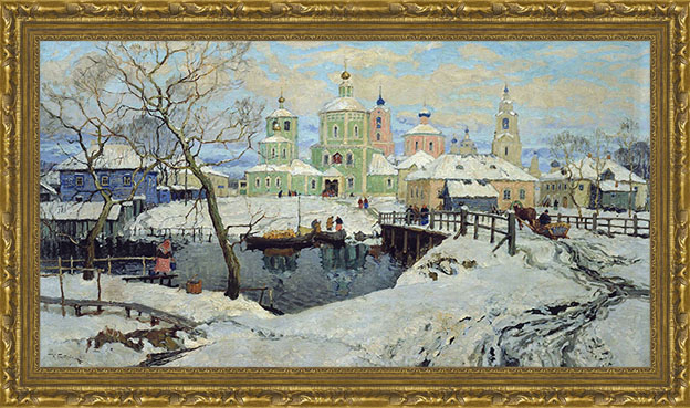 Торжок (К.И. Горбатов), 23 x 40 см23x40 OZ146-50601 Торжок (К.И. Горбатов), 23 x 40 см23x40 OZ146-50601Художественная репродукция картины К.И. Горбатова Торжок Размер постера: 23 см x 40 см. Артикул: 23x40 OZ146-50601. Изображение нанесено на чрезвычайно плотную основу (это не бумага и не картон) и обрамлено в багет. Технология изготовления арт-постеров подразумевает обязательную художественную ламинацию каждого изображения, что придает картине дополнительную ценность, а также защищает поверхность от загрязнения, повреждений (в том числе попыток помять, исцарапать изображение), влаги и ультрафиолетовых лучей. Так, например, наши арт-постеры совершенно спокойно перенесут не одну зиму в дачном или загородном доме. Ламинирование может значительно улучшить качество изображения. Использование пленок дает различную фактуру лицевой поверхности изображения (глянцевую, матовую, холщевую, ситцевую, льняную и другие). Например, при использовании глянцевых пленок изображение проявляется - краски становятся более контрастными и сочными. Технология...