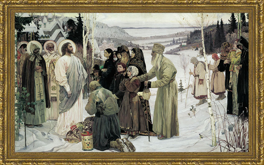 Арт-постер в багете Святая Русь (М.В. Нестеров), 25 x 40 см25x40 OZ183-50601 Арт-постер в багете Святая Русь (М.В. Нестеров), 25 x 40 см25x40 OZ183-50601Художественная репродукция картины М.В. Нестерова Святая Русь. Изображение нанесено на чрезвычайно плотную основу (это не бумага и не картон) и обрамлено в багет. Технология изготовления арт-постеров подразумевает обязательную художественную ламинацию каждого изображения, что придает картине дополнительную ценность, а также защищает поверхность от загрязнения, повреждений (в том числе попыток помять, исцарапать изображение), влаги и ультрафиолетовых лучей. Так, например, арт-постеры совершенно спокойно перенесут не одну зиму в дачном или загородном доме. Ламинирование может значительно улучшить качество изображения. Использование пленок дает различную фактуру лицевой поверхности изображения (глянцевую, матовую, холщевую, ситцевую, льняную и другие). Например, при использовании глянцевых пленок изображение проявляется - краски становятся более контрастными и сочными. Технология художественного ламинирования максимально приближает изображение к натуральной картине...