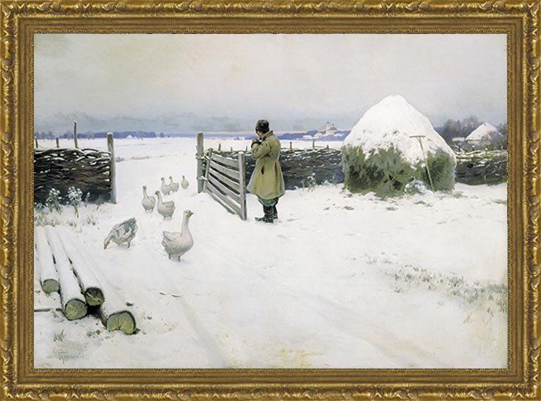 Снег выпал (М.М. Гермашев), 28 x 40 см28x40 OZ140-50601 Снег выпал (М.М. Гермашев), 28 x 40 см28x40 OZ140-50601Художественная репродукция картины М.М. Гермашева Снег выпал Размер постера: 28 см x 40 см. Артикул: 28x40 OZ140-50601.