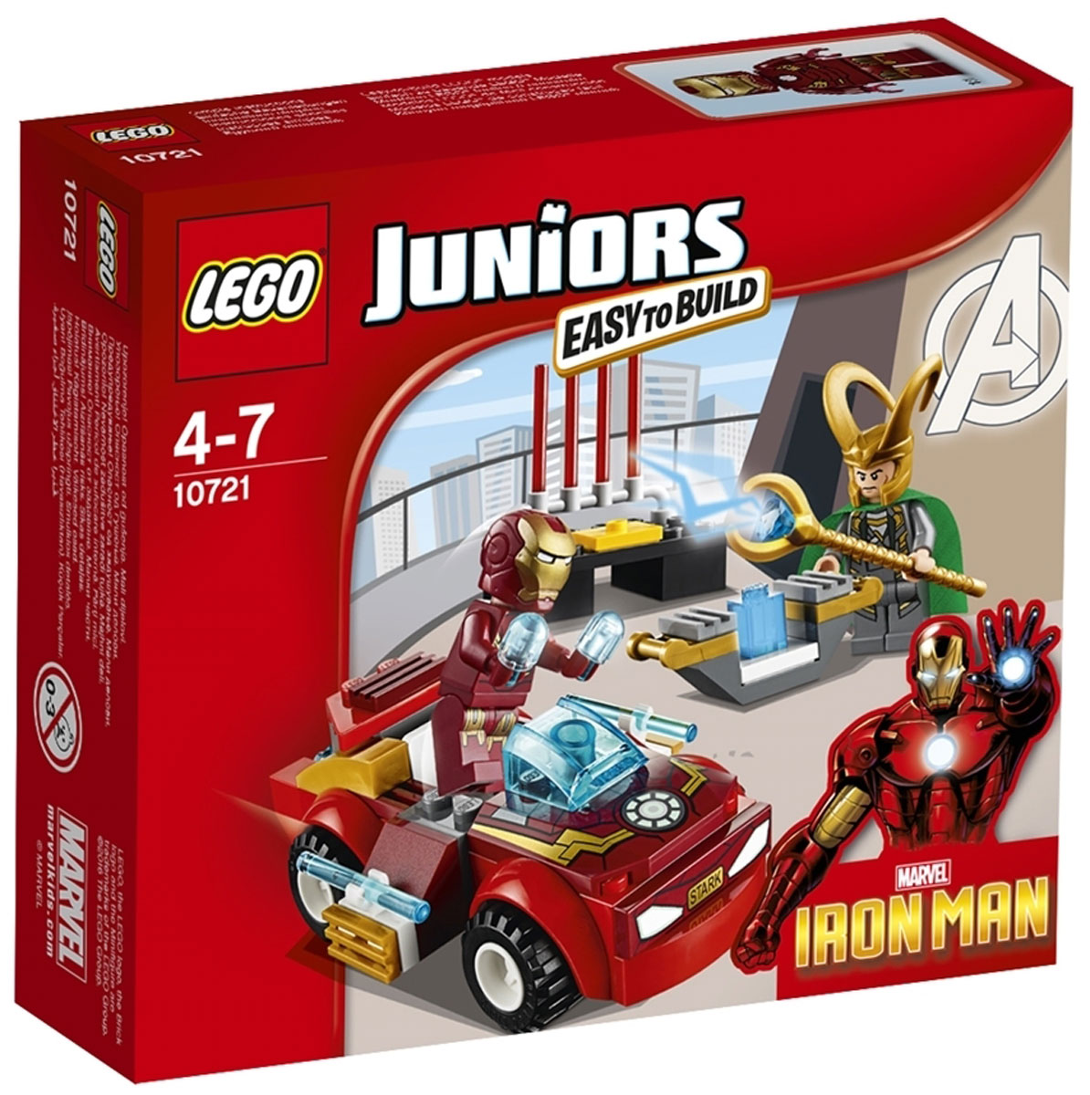 LEGO Juniors Конструктор Железный человек против Локи 1072110721 LEGO Juniors Конструктор Железный человек против Локи 1072110721Локи пытается украсть космический куб, но тут появляется Железный человек в своей суперскоростной машине! Сможет ли наш герой использовать свои особые способности, чтобы победить Локи? Только ты можешь это решить! Конструктор LEGO Juniors Железный человек против Локи включает в себя 66 разноцветных пластиковых элементов с двумя фигурками. Конструктор - это один из самых увлекательных и веселых способов времяпрепровождения. Ребенок сможет часами играть с конструктором, придумывая различные ситуации и истории.
