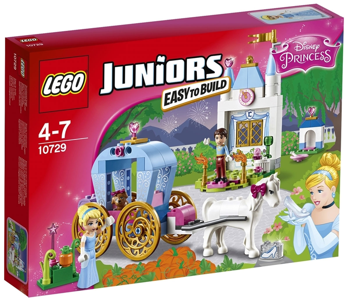 LEGO Juniors Конструктор Карета Золушки 1072910729 LEGO Juniors Конструктор Карета Золушки 1072910729Присоединись к Золушке в её захватывающей поездке в заколдованной карете! Встреть Прекрасного принца, поиграй с милым щенком Золушки и помоги ей подготовиться к балу. А потом поспеши домой, прежде чем магия исчезнет! Стань частью классической сказки! Конструктор LEGO Juniors Карета Золушки включает в себя 116 разноцветных пластиковых элементов с двумя фигурками. Конструктор - это один из самых увлекательных и веселых способов времяпрепровождения. Ребенок сможет часами играть с конструктором, придумывая различные ситуации и истории.