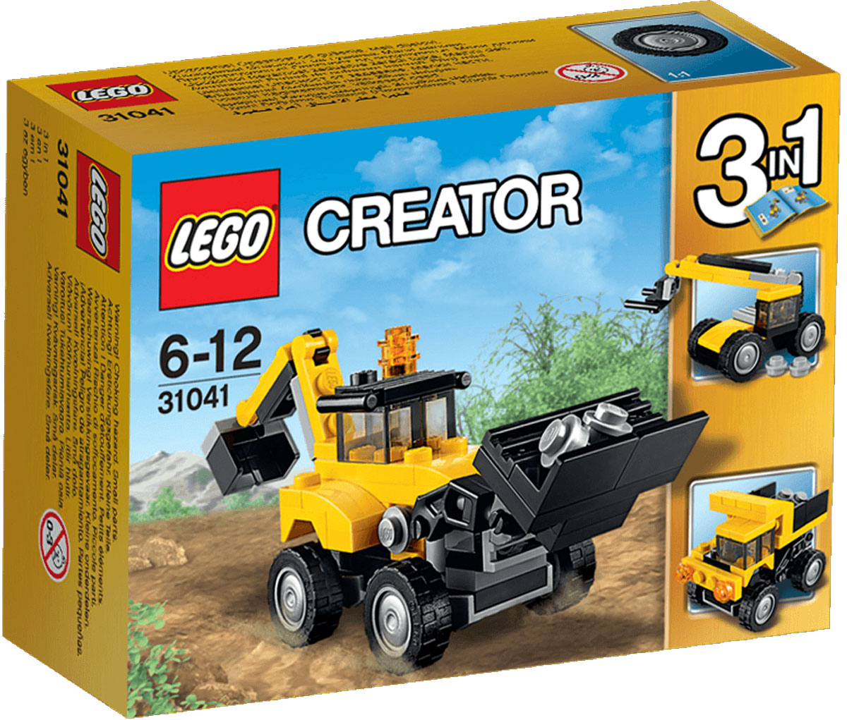 LEGO Creator Конструктор Строительная техника 3104131041 LEGO Creator Конструктор Строительная техника 3104131041Садитесь в мощный экскаватор-погрузчик, выполненный в классических желтом и черном цвете с оранжевым маячком, опрокидывающимся передним ковшом, рабочим задним ковшом и прочными шинами с глубоким протектором. Устанавливайте его на площадке, опускайте ковш и разбирайте завалы! Когда будете готовы к очередной задаче, переделайте его в мощный самосвал или в погрузчик. Набор включает в себя 64 разноцветных пластиковых элемента. Конструктор - это один из самых увлекательных и веселых способов времяпрепровождения. Ребенок сможет часами играть с конструктором, придумывая различные ситуации и истории.