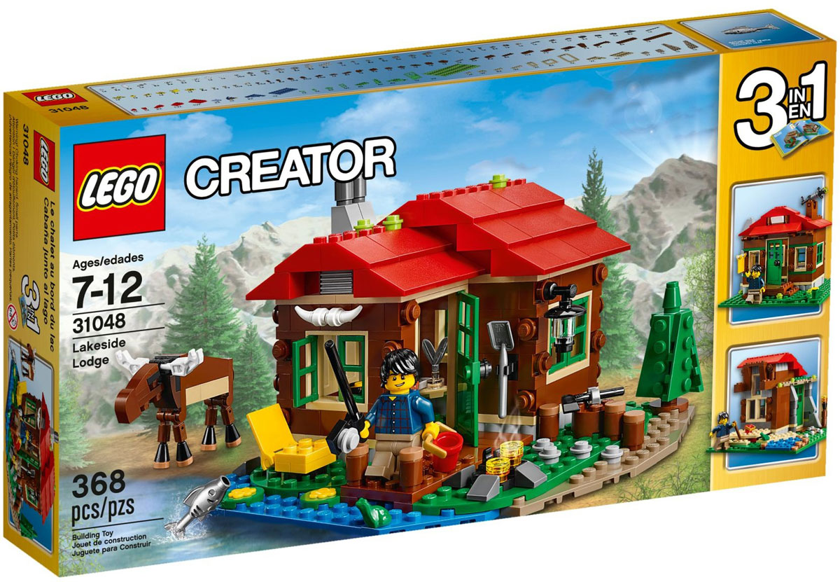 LEGO Creator Конструктор Домик на берегу озера 3104831048 LEGO Creator Конструктор Домик на берегу озера 3104831048Создайте свой собственный уголок для отдыха, расположенный в милом местечке и выполненный в приятной красной, коричневой, зеленой и синей цветовой гамме, с уютным интерьером с плитой, кроватью и столом. Нарубите дров для костра, организуйте место для рыбалки или просто наслаждайтесь тишиной и спокойствием в компании дружелюбного лося и крошечной лягушки. Когда вам захочется перемен, соберите обсерваторию или небольшую хижину. Набор включает в себя 368 разноцветных пластиковых элементов. Конструктор - это один из самых увлекательных и веселых способов времяпрепровождения. Ребенок сможет часами играть с конструктором, придумывая различные ситуации и истории.