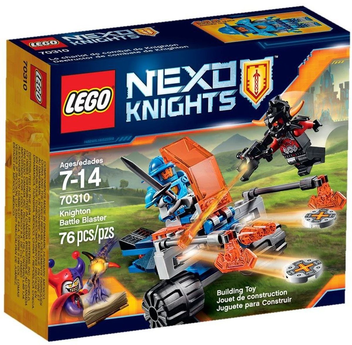 LEGO NEXO KNIGHTS Конструктор Королевский боевой бластер 7031070310 LEGO NEXO KNIGHTS Конструктор Королевский боевой бластер 7031070310Найдите цель и стреляйте! Направьте двухдисковое орудие на зловещего Пеплометателя! Перезаряжайте орудие, используя боеприпасы из сундука. Защитите королевство любой ценой, искусно обращаясь с мечом и могучим топором! Набор включает в себя 76 разноцветных пластиковых элемента. Конструктор - это один из самых увлекательных и веселых способов времяпрепровождения. Ребенок сможет часами играть с конструктором, придумывая различные ситуации и истории.