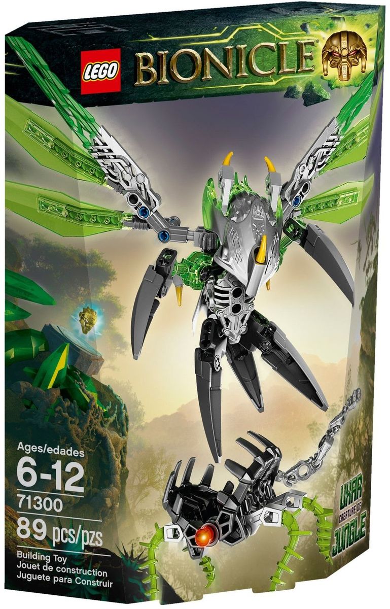 LEGO BIONICLE Конструктор Уксар Тотемное животное Джунглей 7130071300 LEGO BIONICLE Конструктор Уксар Тотемное животное Джунглей 7130071300Бум! Ощутите мощную ударную волну, когда Уксар, Тотемное животное Джунглей, расправляет свои ультразвуковые кристальные крылья! Летите в безопасное место и не угодите в крючья капкана тьмы, расставленной злым Умараком - охотником. Объединятся ли героические Тоа с древними Тотемными животными, бродящими по джунглям Окото? Набор включает в себя 89 разноцветных пластиковых элементов. Конструктор - это один из самых увлекательных и веселых способов времяпрепровождения. Ребенок сможет часами играть с конструктором, придумывая различные ситуации и истории.